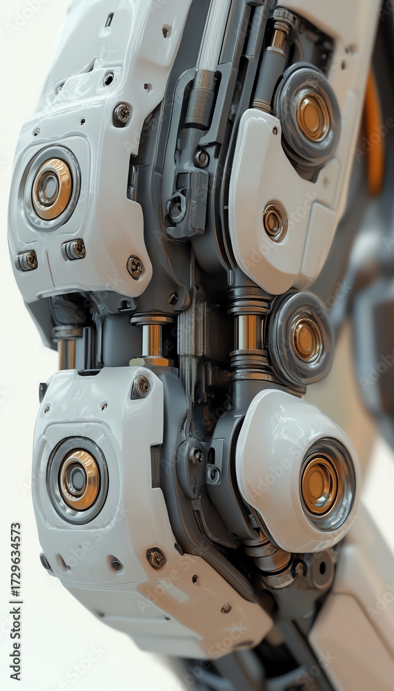 Fototapeta premium Close-up of intricate robotic components showcasing advanced technology and engineering precision in detailed design.