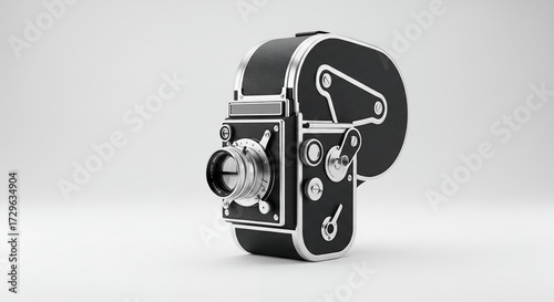 Vintage Film Camera on a White Background