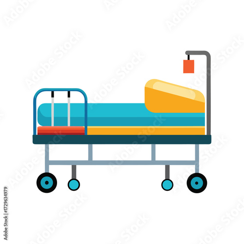 hospital bed on white background