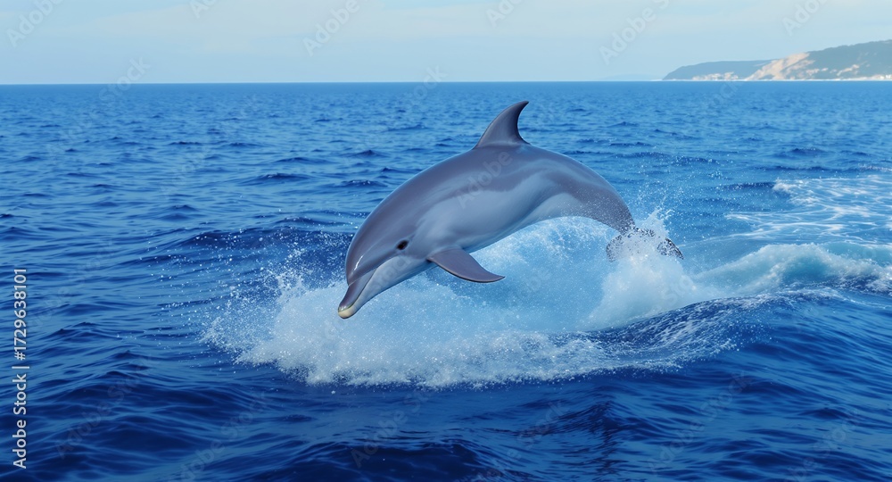 Fototapeta premium A Jumping Marine Mammal in the Ocean.