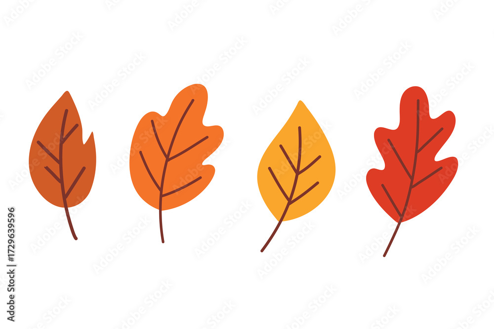 Naklejka premium Autumn Leaves Set. Suitable for clip art, stickers, flat design illustration, etc