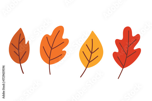 Autumn Leaves Set. Suitable for clip art, stickers, flat design illustration, etc