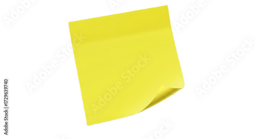 Yellow sticky note isolated on transparent background, a versatile tool for reminders and organization in office