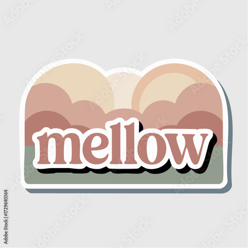 mellow soft rounded serif in dusty rose warm beige sage blurred cloud bands translucent linen texture gentle sunbeam calm wide margins die-cut ready vector sticker for lifestyle branding and stationer