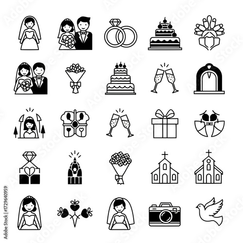 Wedding icons set