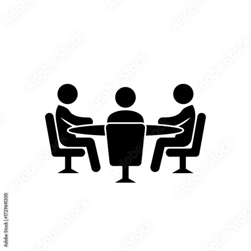 Three people sitting around a round table