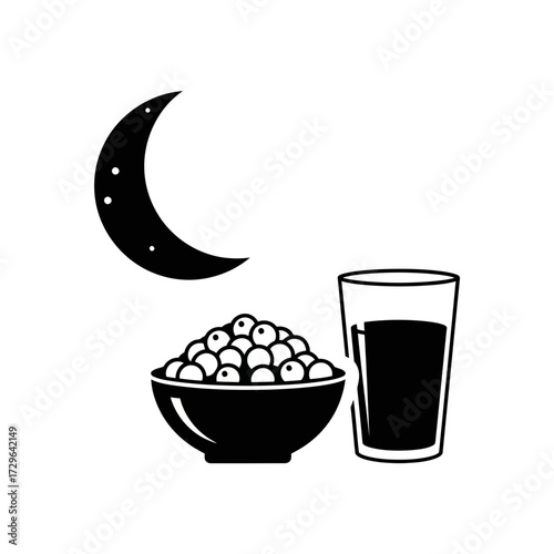 Ramadan suhoor meal with dates and water