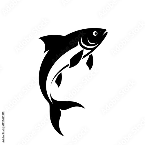 Black silhouette of a fish jumping
