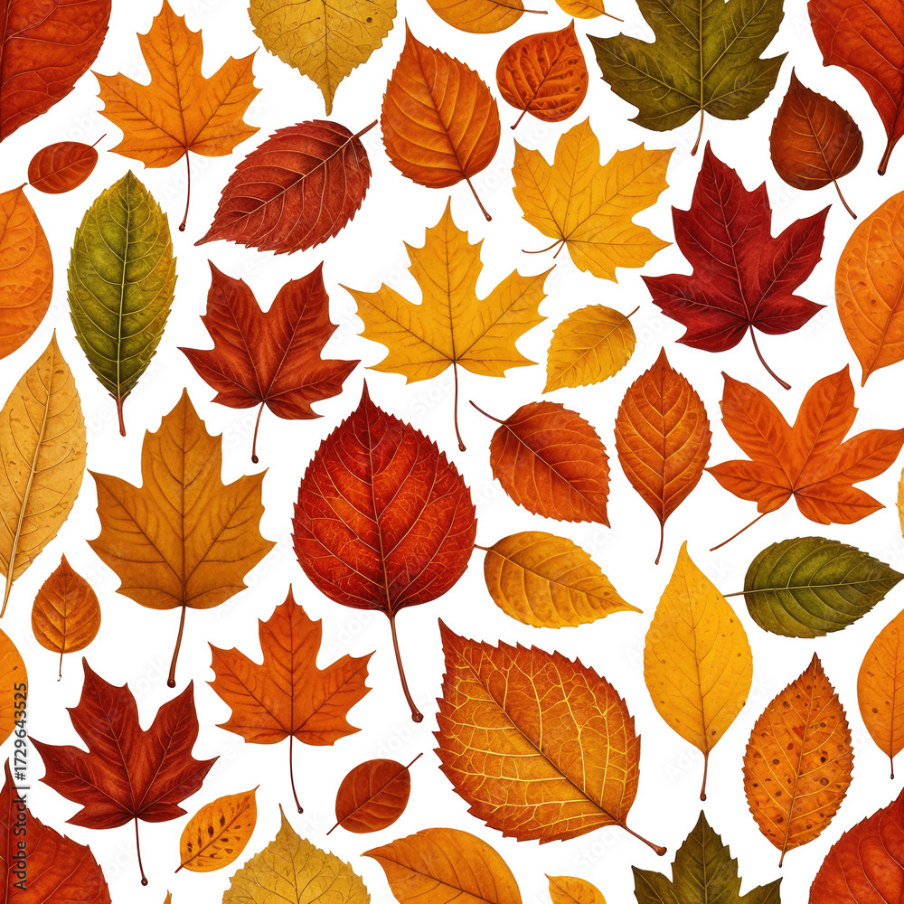 Obraz premium Autumn leaves in various shades, scattered on black