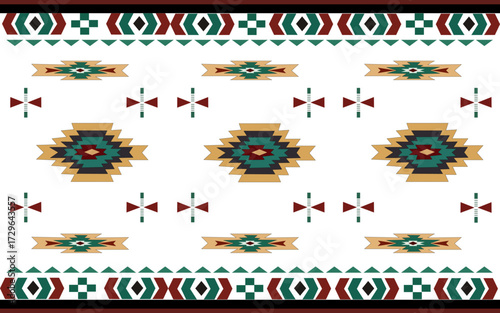 Navajo tribal vector seamless pattern. Native American ornament. Ethnic South Western decor style. Boho geometric ornament. Vector seamless pattern. Mexican blanket, rug. Woven carpet illustration
