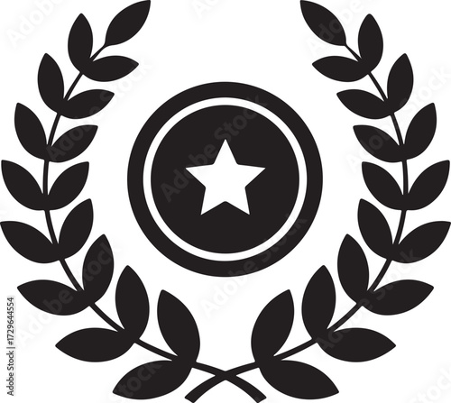 Vector art of achievement laurel wreath icon, symbolizing success, victory, and recognition, ideal for awards, certificates, and celebratory designs on