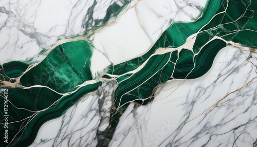 Elegant Marble Texture With Deep Emerald Green Veins On A White Polished Stone Surface N A Luxurious And Timeless Background Isolated On White