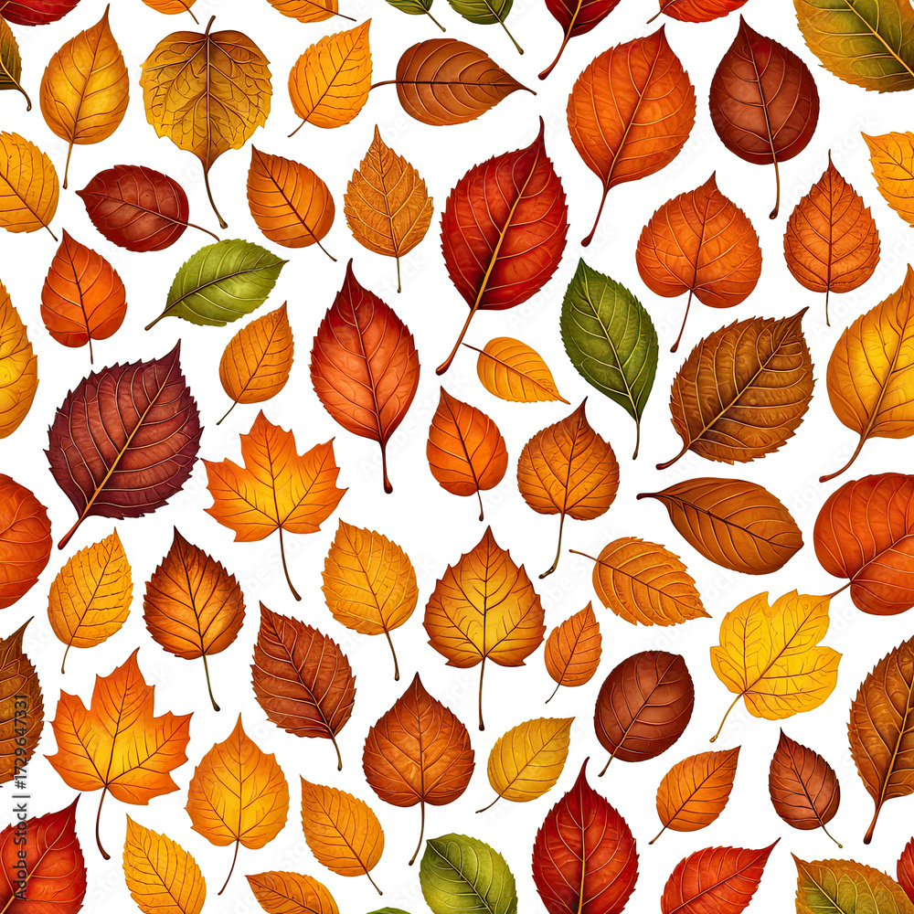 Obraz premium Seamless pattern of colorful fall foliage on a black background