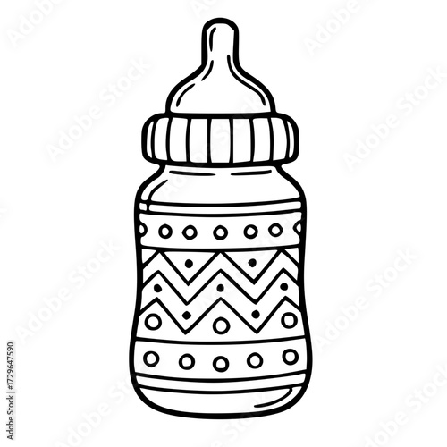 Bottle outline tribal pattern doodle illustration design