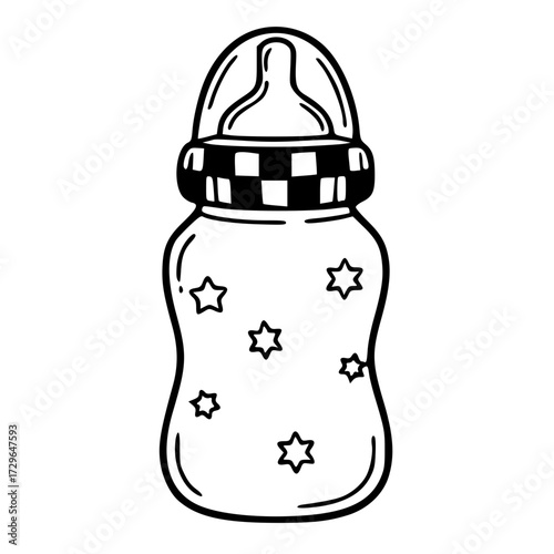 Bottle outline star pattern doodle illustration design
