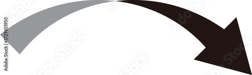 3D風の曲線の矢印、単体、黒
3D style curved arrow, single, black