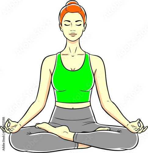 woman doing meditate yoga pose illustration