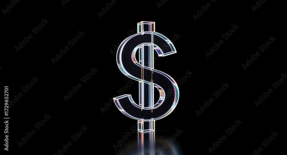 Obraz premium Transparent Dollar Sign on Black Background