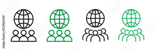 People Networking with World Globe Symbol