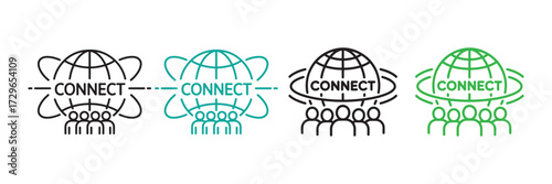People Networking with World Globe Symbol
