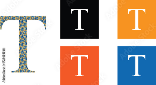 T Logo + Presentation with Colors BG, Vector Logo T