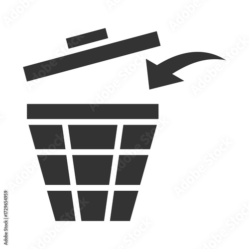 Dustbin Icon Glyph Style. Vector Illustration Design