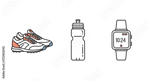 Fitness essentials flat lay