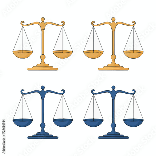 Scales of justice law legal balance weight comparison fairness equality equilibrium illustration concept 100