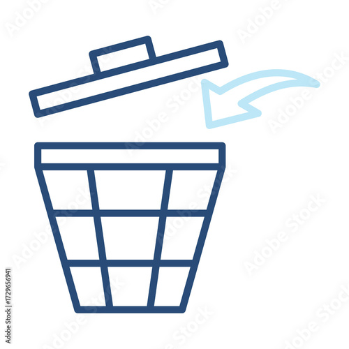 Dustbin Icon Color Outline Style. Vector Illustration Design