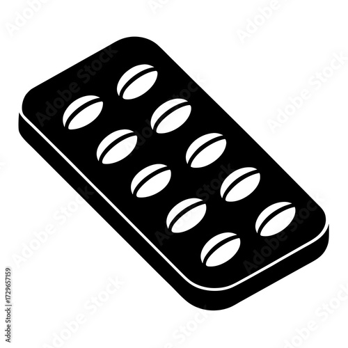 Blister Pack Pills Silhouette Vector Art Illustration for Medical and Pharmaceutical Designs