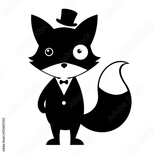 Fox Silhouette with Monocle Vector Illustration Cunning Animal Design