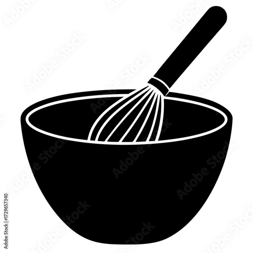 Mixing Bowl and Whisk Silhouette Vector Illustration for Creative Designs