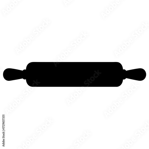 A silhouette of a rolling pin, simple and cylindrical, with distinct handles on each end.