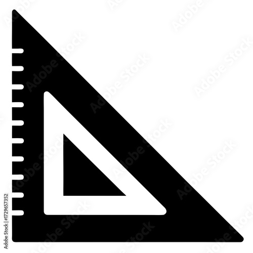 Set Square Silhouette Vector Triangle Ruler with Precise Right Angle Design