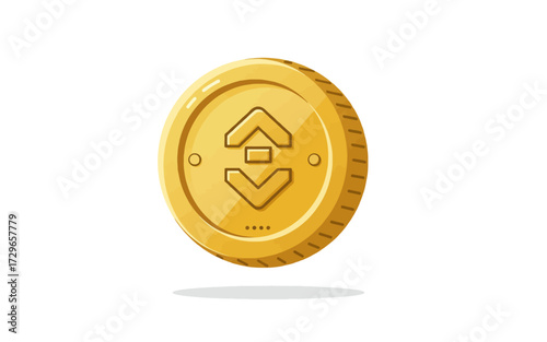 Gold coin illustration with upward and downward arrows, representing financial concepts.