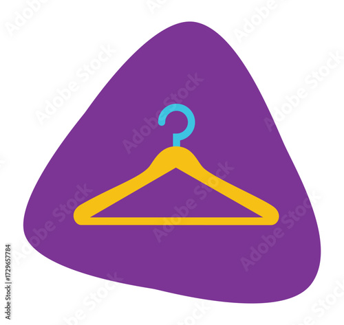 Hanger logo on an abstract purple background, a vector icon for clothing, fashion, laundry, and boutique branding