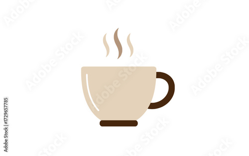 A simple, minimalist illustration of a steaming cup of coffee or tea, perfect for representing hot beverages and cozy moments.
