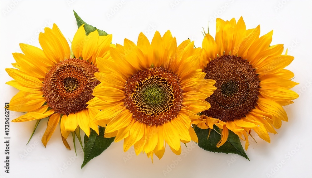 Fototapeta premium Sonnenblumen Auf Weissem Hintergrund
