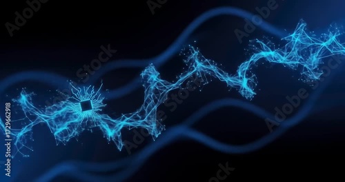Abstract blue digital wave design with glowing lines