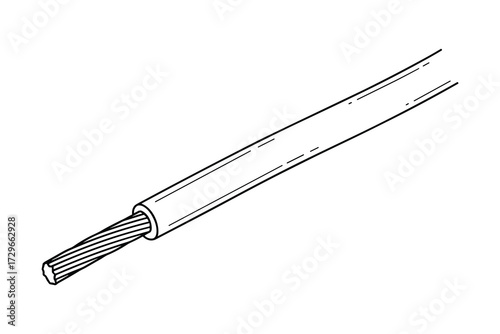 Detailed illustration of an insulated electric wire and conductor isolated on white.