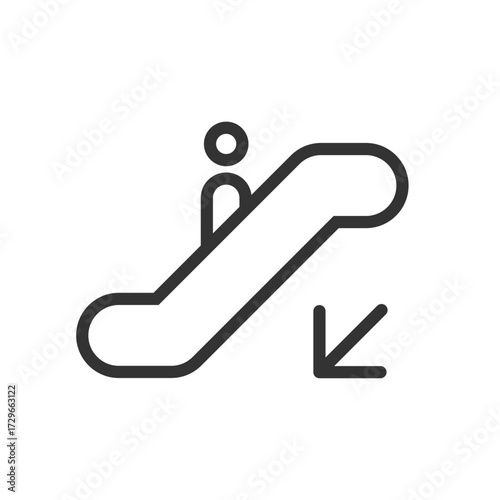 Ícono de señalética de escaleras mecánicas de bajada
