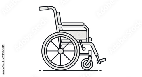 Modern manual wheelchair vector illustration for enhanced mobility and accessibility in healthcare and independent living, isolated on transparent background, symbol of support