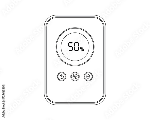 Appliance Control Panel with Display Showing Fifty Percent Humidity Setting Close-up