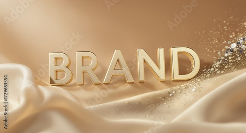 Gold Lettering BRAND on Gold Silk Background
