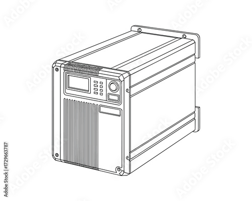 Isolated three-phase power inverter vector illustration for technical documentation.