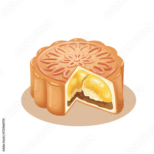 Traditional Chinese Mooncake with Rich Filling.