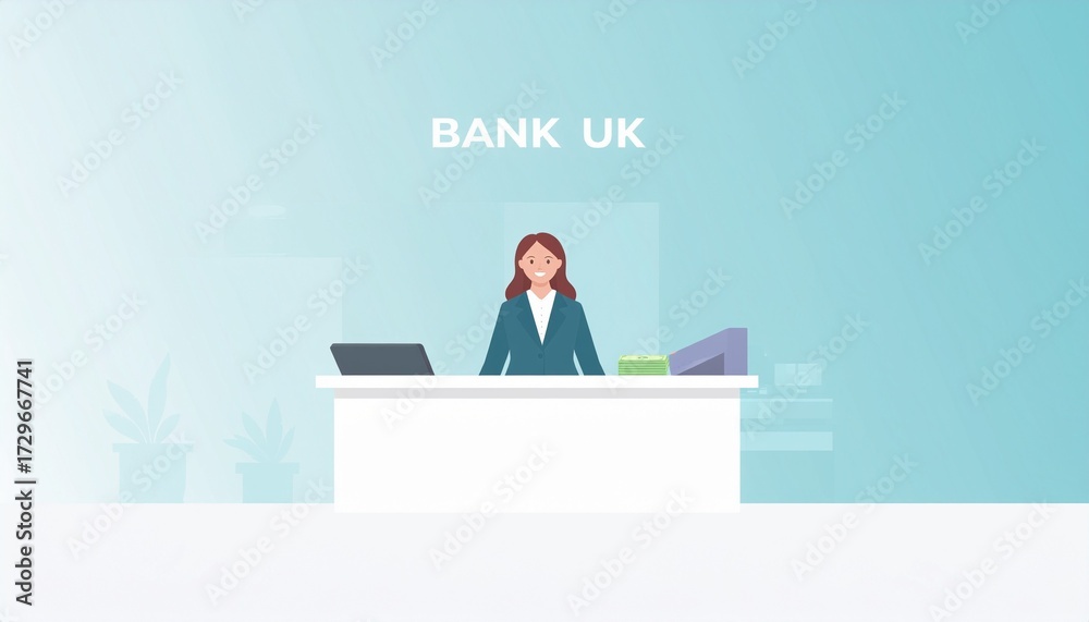 Fototapeta premium cheerful bank teller at a counter