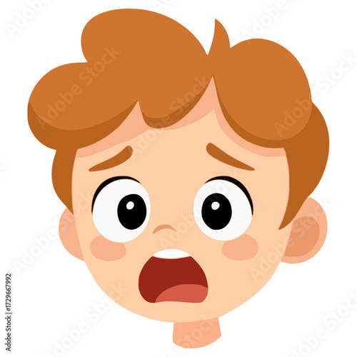 boy shocked face expression cartoon flat color vector illustration template design