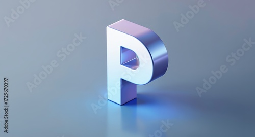 3D Letter P Illustration on a Blue Background