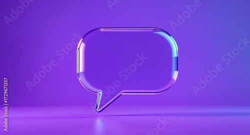 A Shiny Glass Chat Bubble on a Purple Background